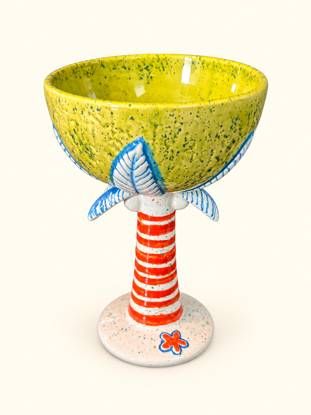 Handpainted Ceramic Palm Tree Goblet