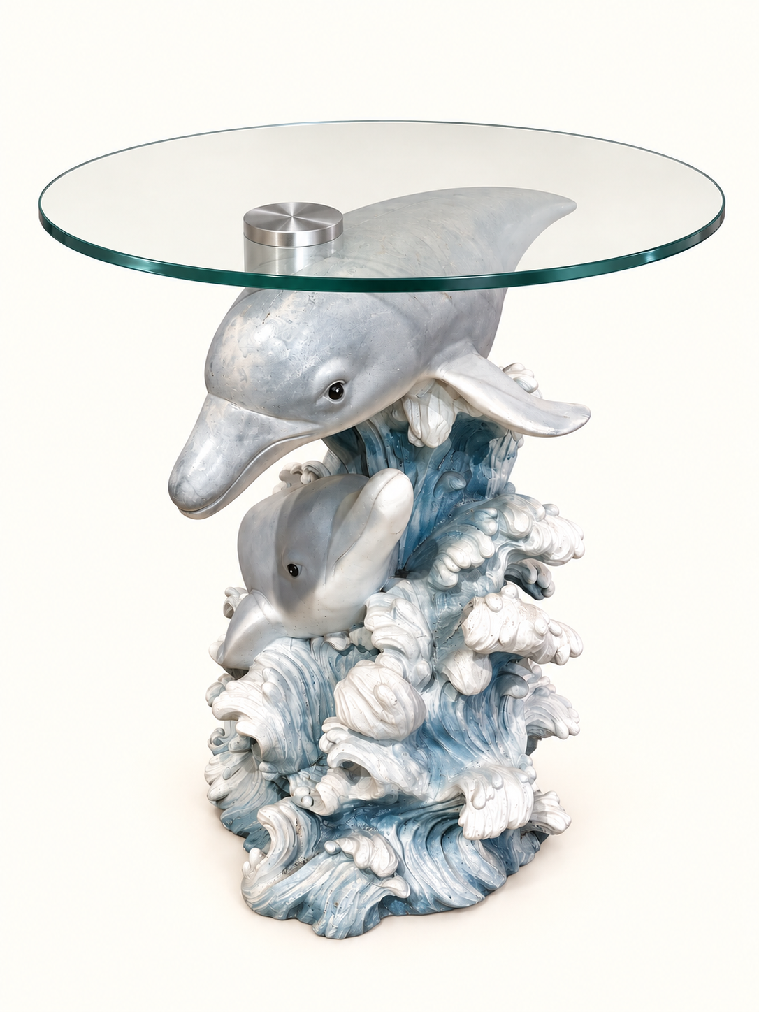 Dolphin Table W/ Tempered Glass Top