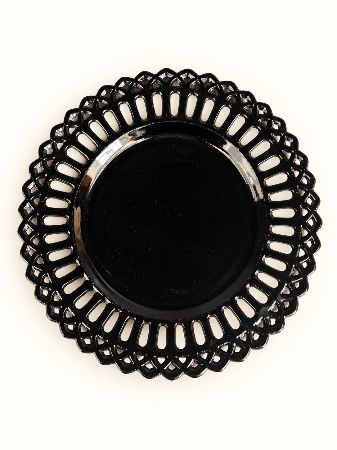 Vintage Black Milk Glass Plate