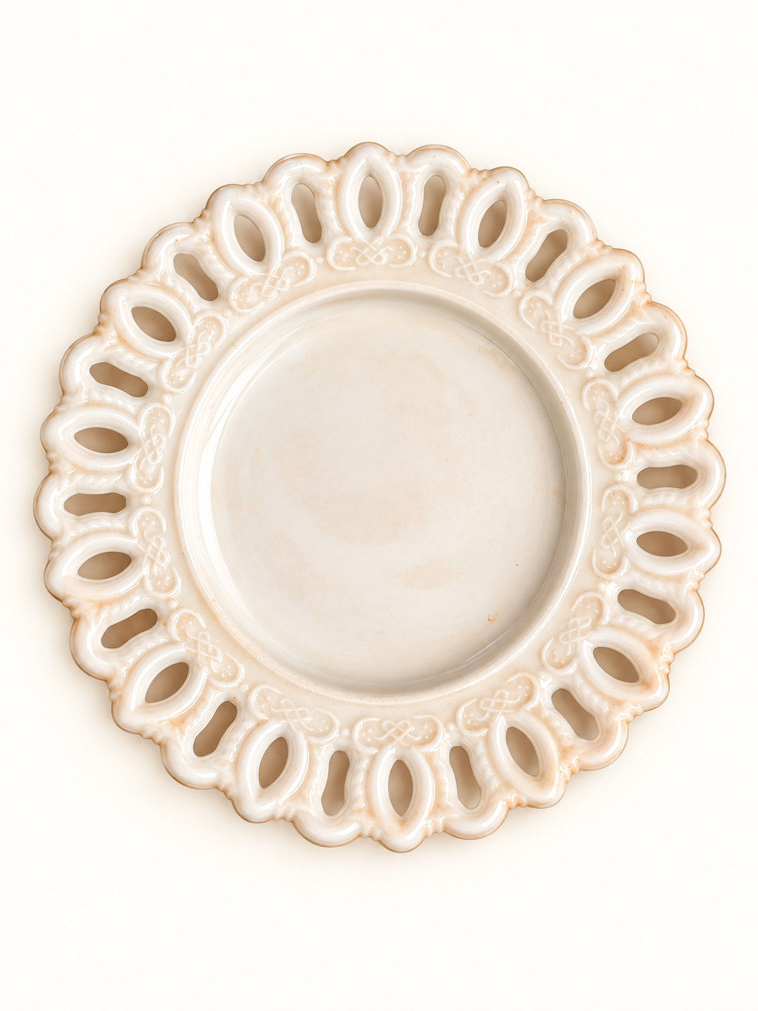 Vintage Milk Glass Lace-Edge Plate