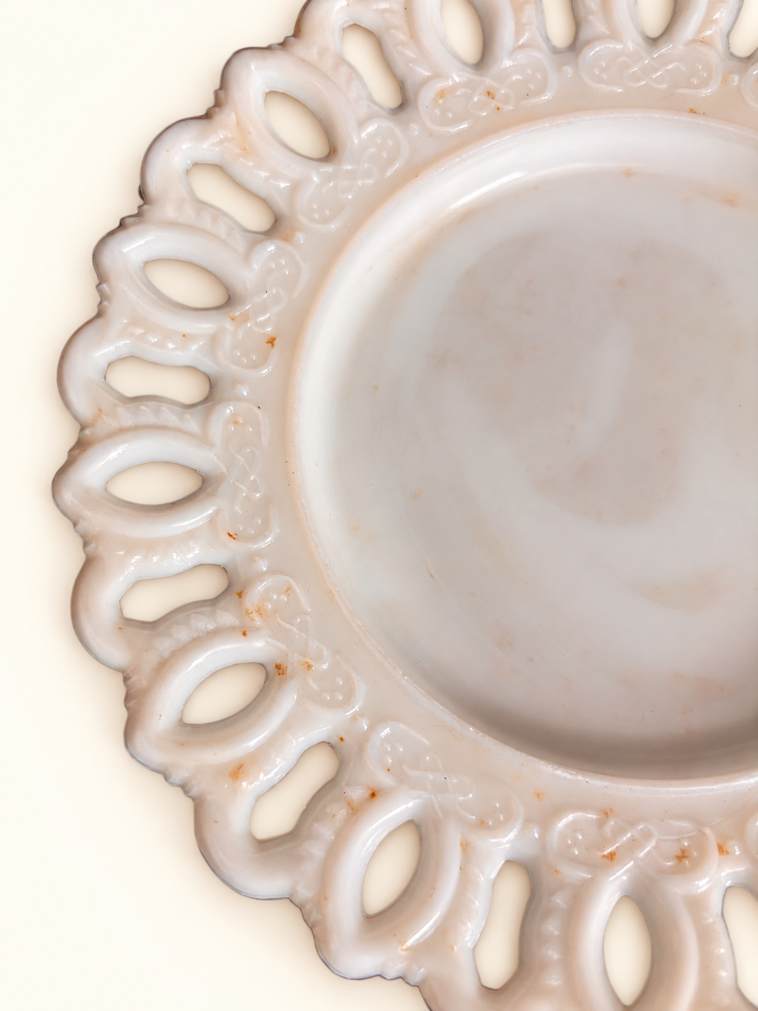 Vintage Milk Glass Lace-Edge Plate