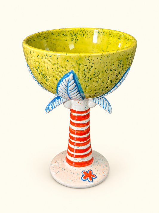 Handpainted Ceramic Palm Tree Goblet