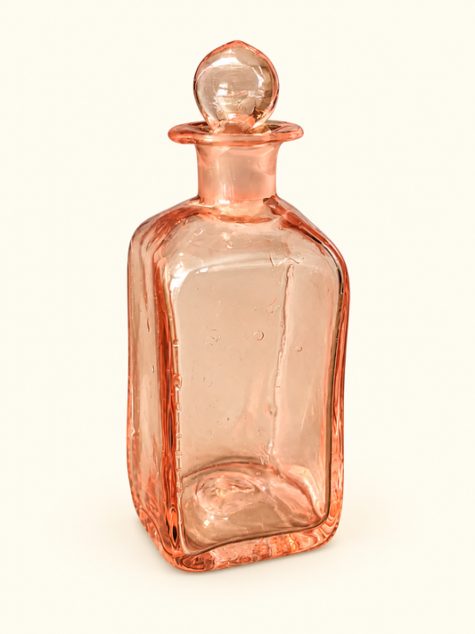 Translucent Pink Glass Apothecary-Style Bottle w/ Stopper (Small)